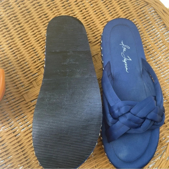 Isa Tapia blue satin sandal braided slides with silver studded soles 39 - Picture 7 of 9